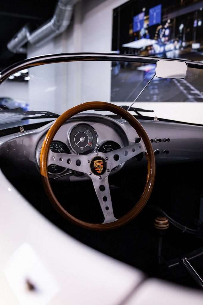 porsche, porsche 356, antique car cockpit