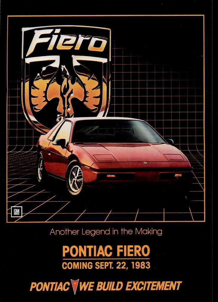 Pontiac Fiero Werbeplakat 1. Serie 1983 4 zylinder